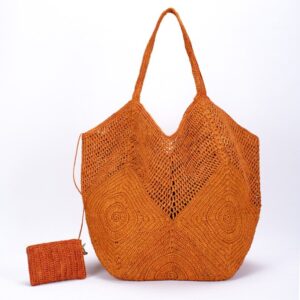 Bolso fibra natural Vaiha naranja